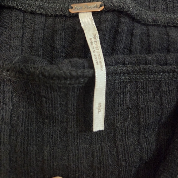 FREE PEOPLE Mixed Up Cuff Top Sm black combo mock neck ribbed knit Size S - Picture 3 of 7